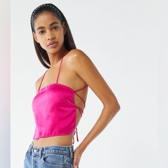 Motel Rocks Tops - UO Motel Mosley Satin Strappy Tie-Back Cami